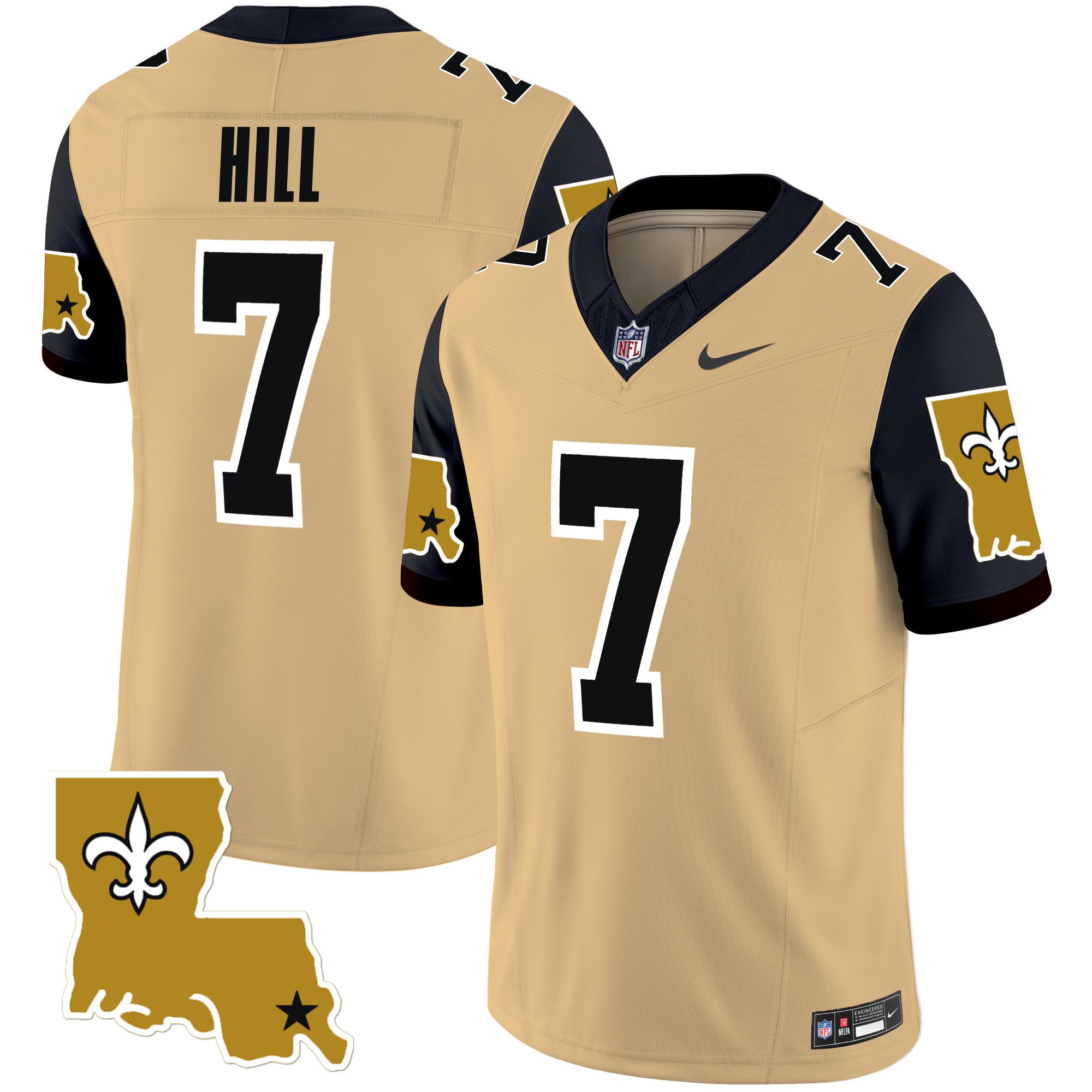Men New Orleans Saints 7 Hill Yellow 2024 Nike 1987 Legacy Vapor Limited NFL Jersey